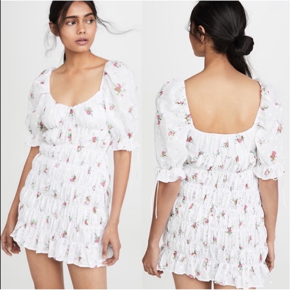 For Love & Lemons Tarte Eyelet Smocked Dress